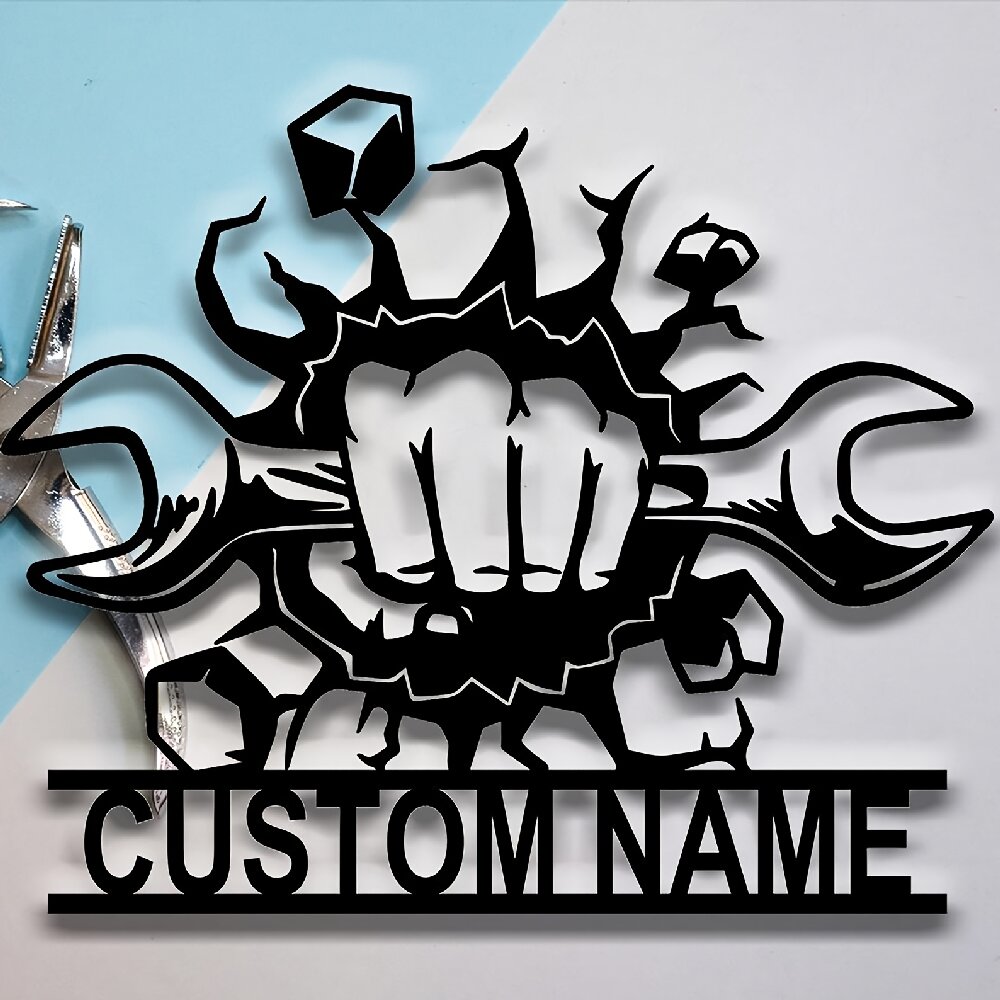 Workshop Tools And Names - Custom Metal Workshop Wall Sign with