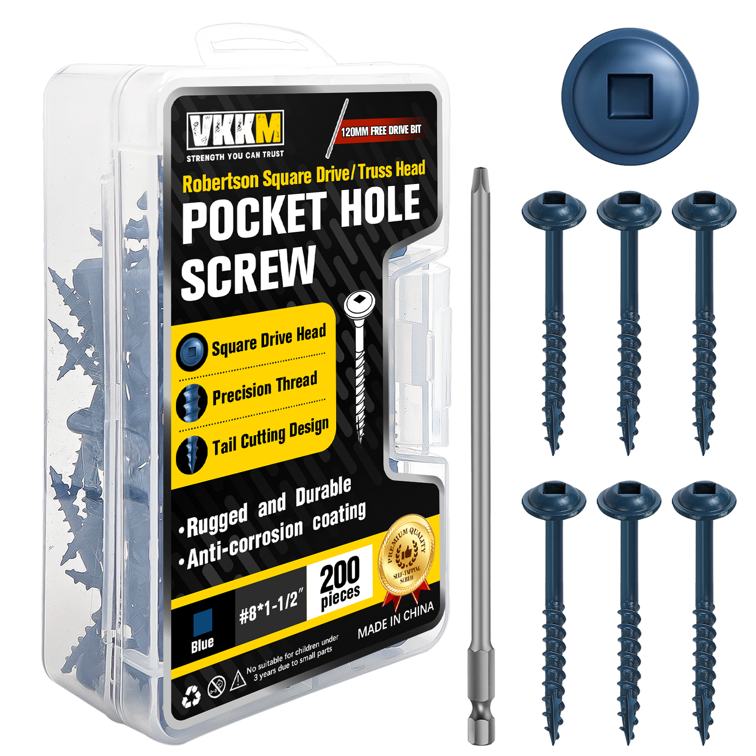 Pocket Hole Jig - 200Pcs #8x1.5