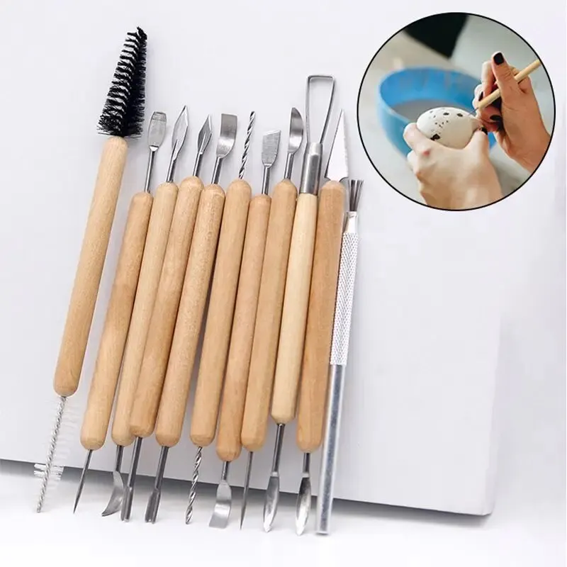 11pcs/set Pottery Tools  Wood  - Chisel Set Wood บทวิจารณ์และราคา
