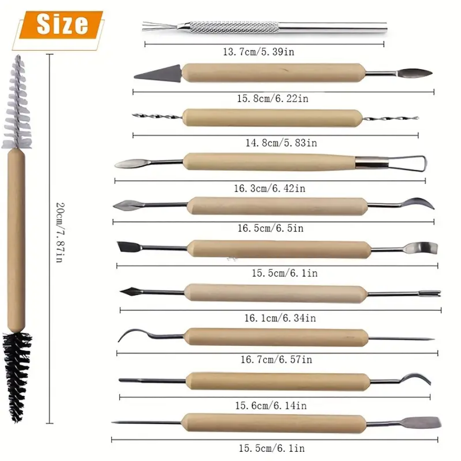 11pcs/set Pottery Tools  Wood  - Chisel Set Wood บทวิจารณ์และราคา