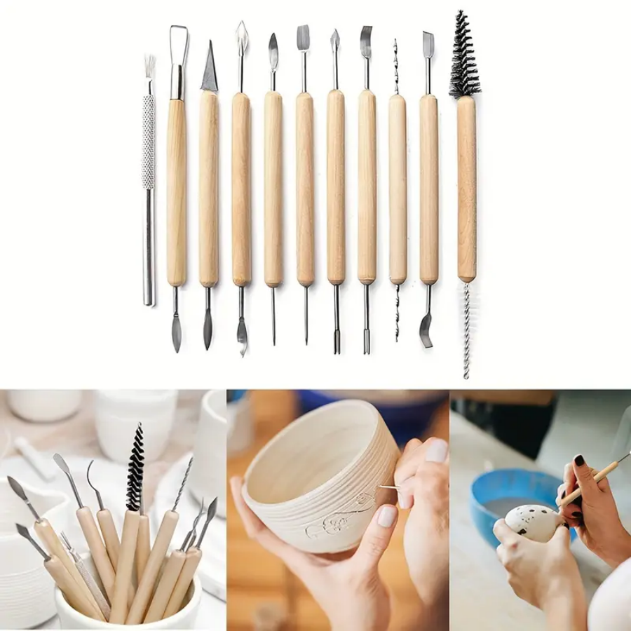 11pcs/set Pottery Tools  Wood  - Chisel Set Wood บทวิจารณ์และราคา