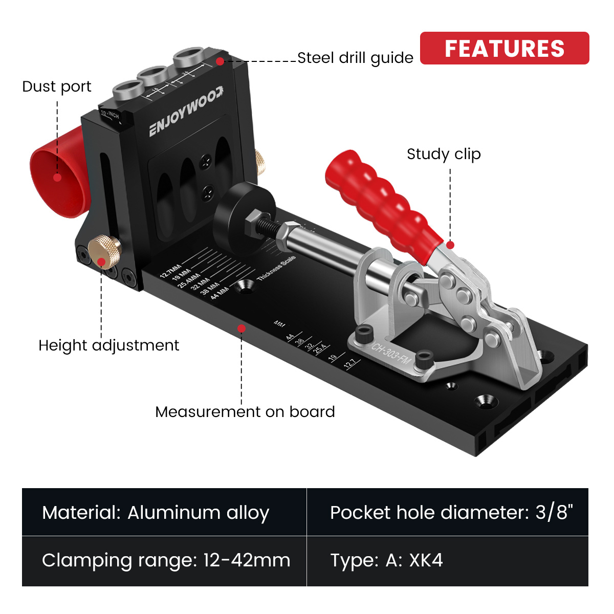 ENJOYWOOD XK4 Woodworking Incl - Pocket Hole Jig บทวิจารณ์และราคา
