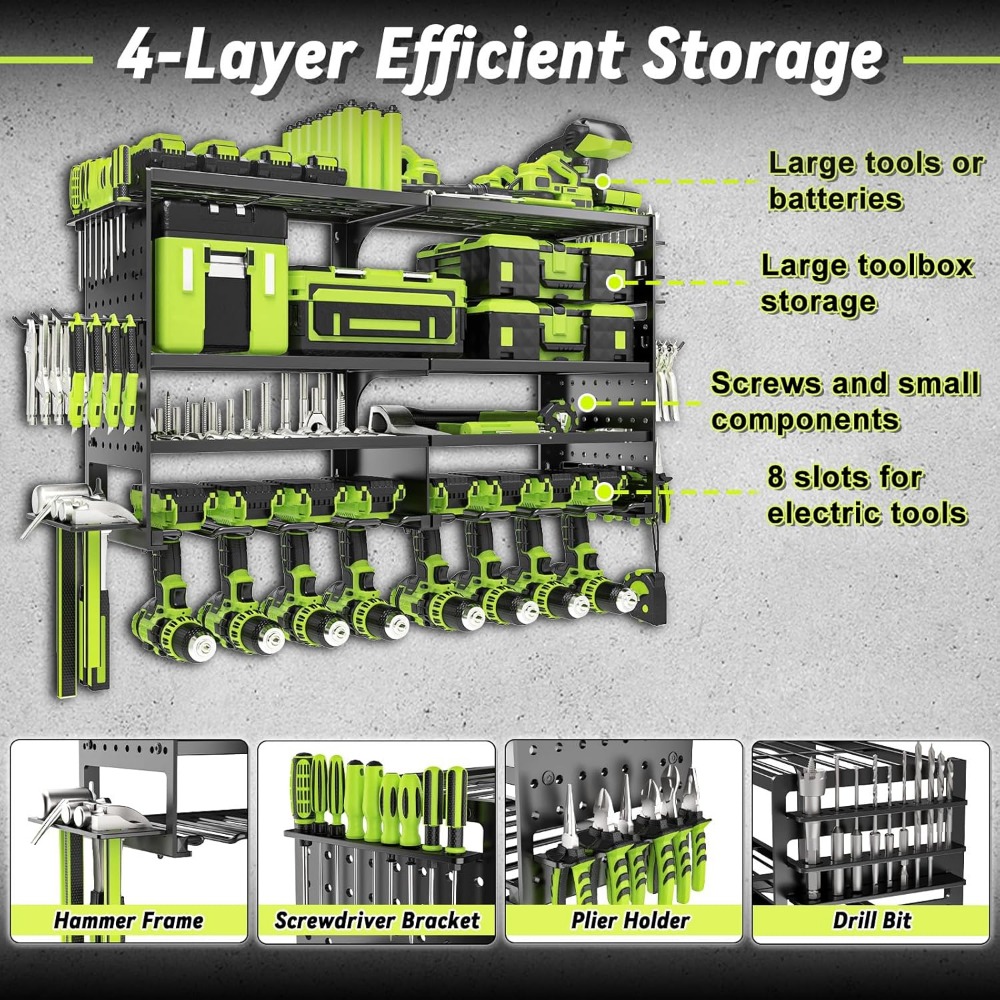 Heavy Duty 4 Tier 8 Slot Wall  - Workshop Tools Wall บทวิจารณ์และราคา