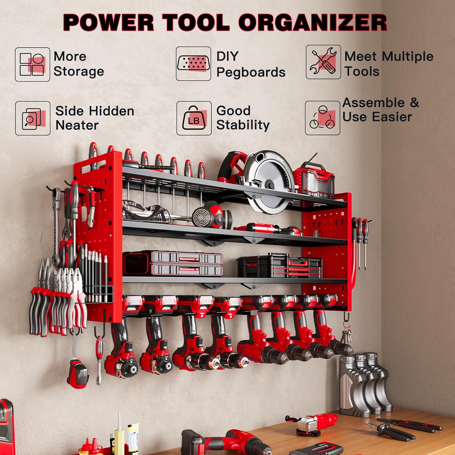 4-Layer Large Capacity Tool Ra - Workshop Tools Wall บทวิจารณ์และราคา