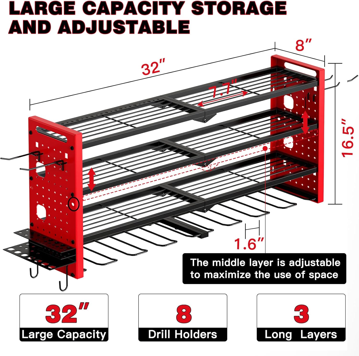 4-Layer Large Capacity Tool Ra - Workshop Tools Wall บทวิจารณ์และราคา