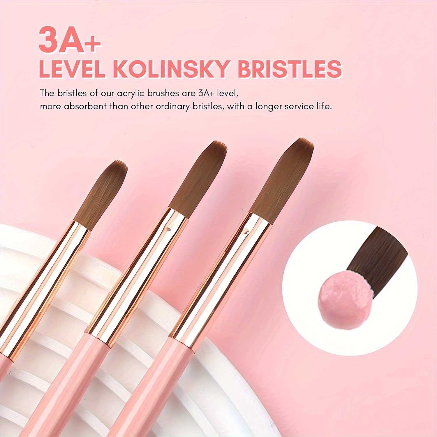 3pcs Kolinsky Acrylic Nail Bru - Chisel Set Wood บทวิจารณ์และราคา