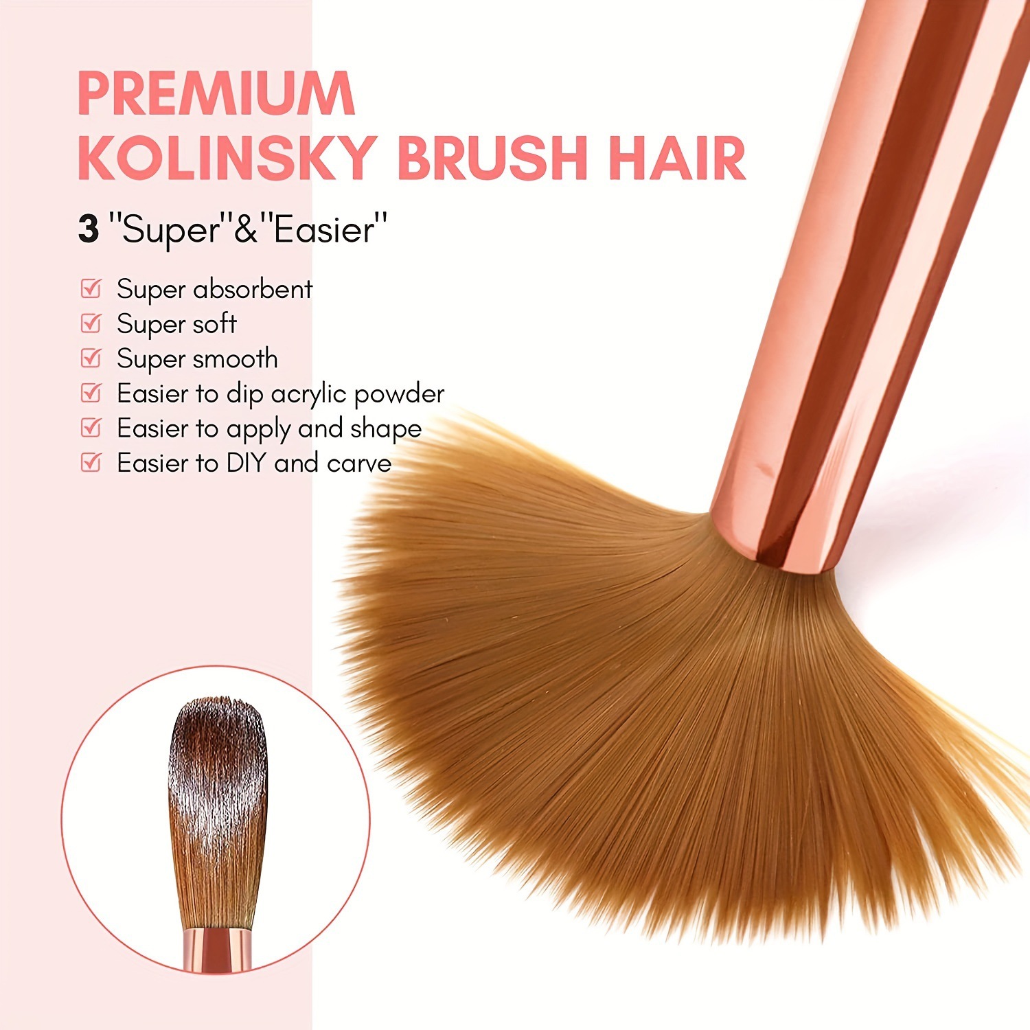 3pcs Kolinsky Acrylic Nail Bru - Chisel Set Wood บทวิจารณ์และราคา