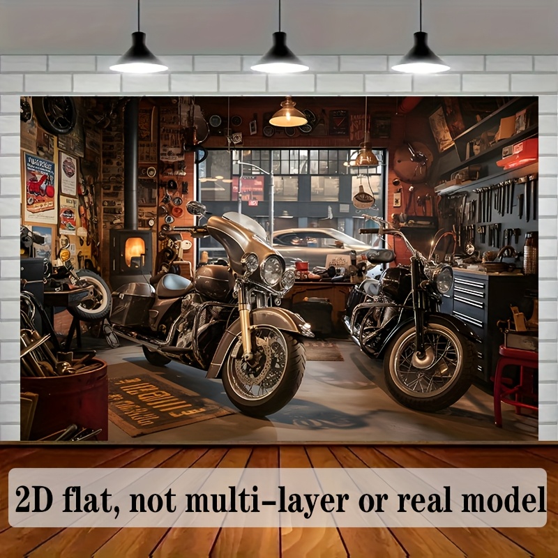 Motorcycle Garage Tapestry Cla - Tools For Motorcycle Workshop บทวิจารณ์และราคา