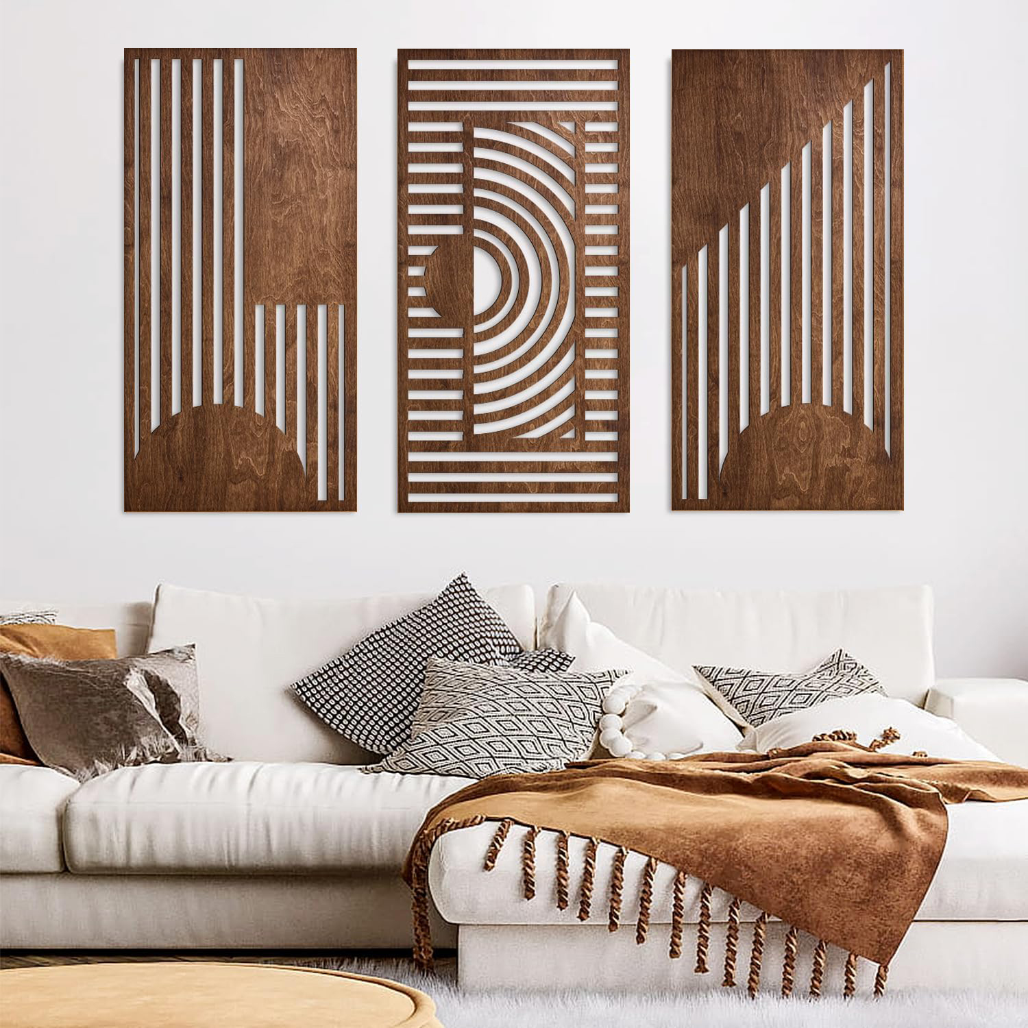 3 Pcs Geometric Wood Wall Art  - Chisel Set Wood บทวิจารณ์และราคา