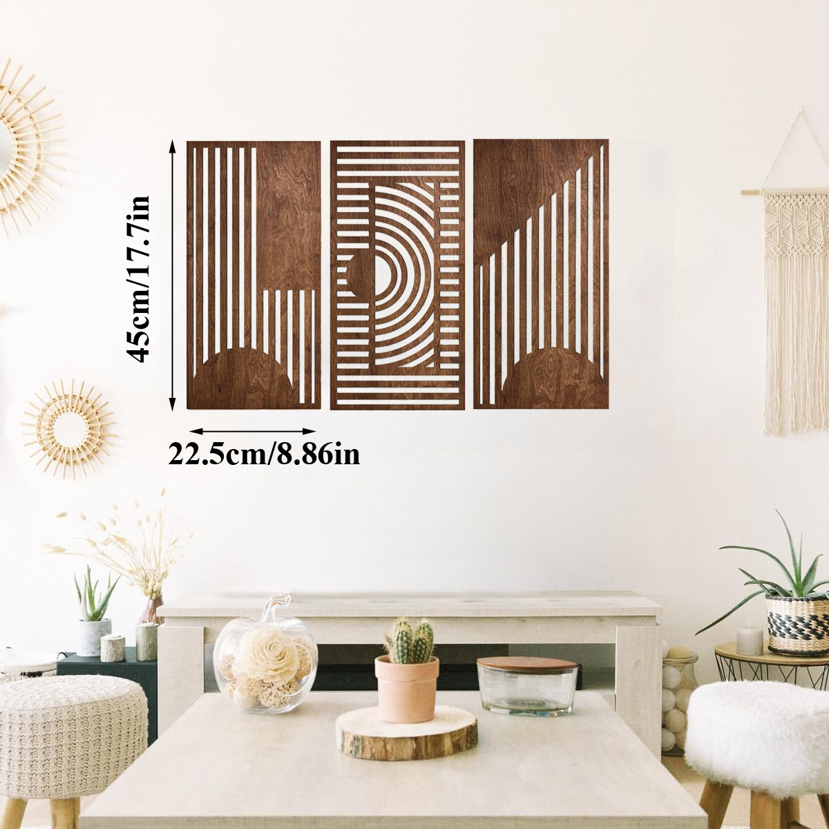 3 Pcs Geometric Wood Wall Art  - Chisel Set Wood บทวิจารณ์และราคา