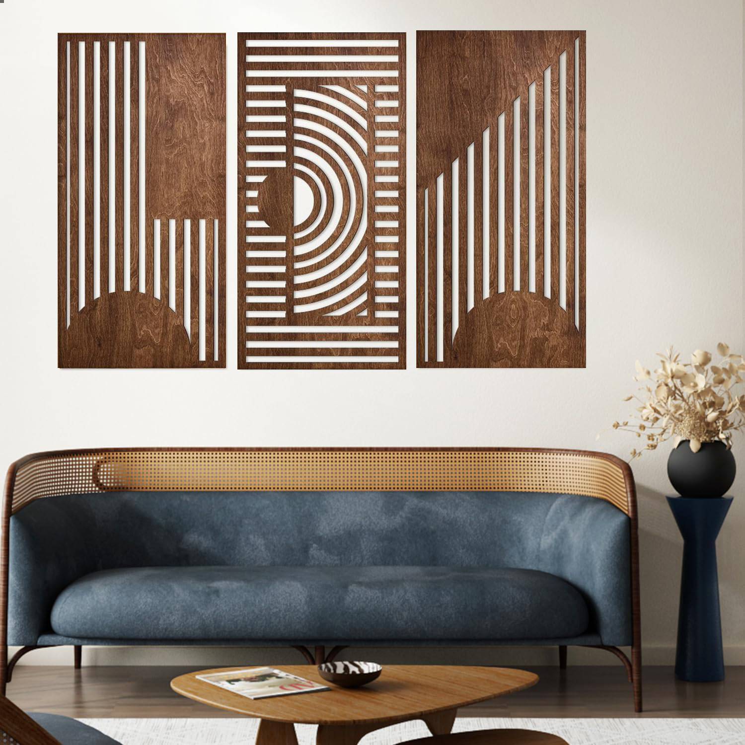 3 Pcs Geometric Wood Wall Art  - Chisel Set Wood บทวิจารณ์และราคา