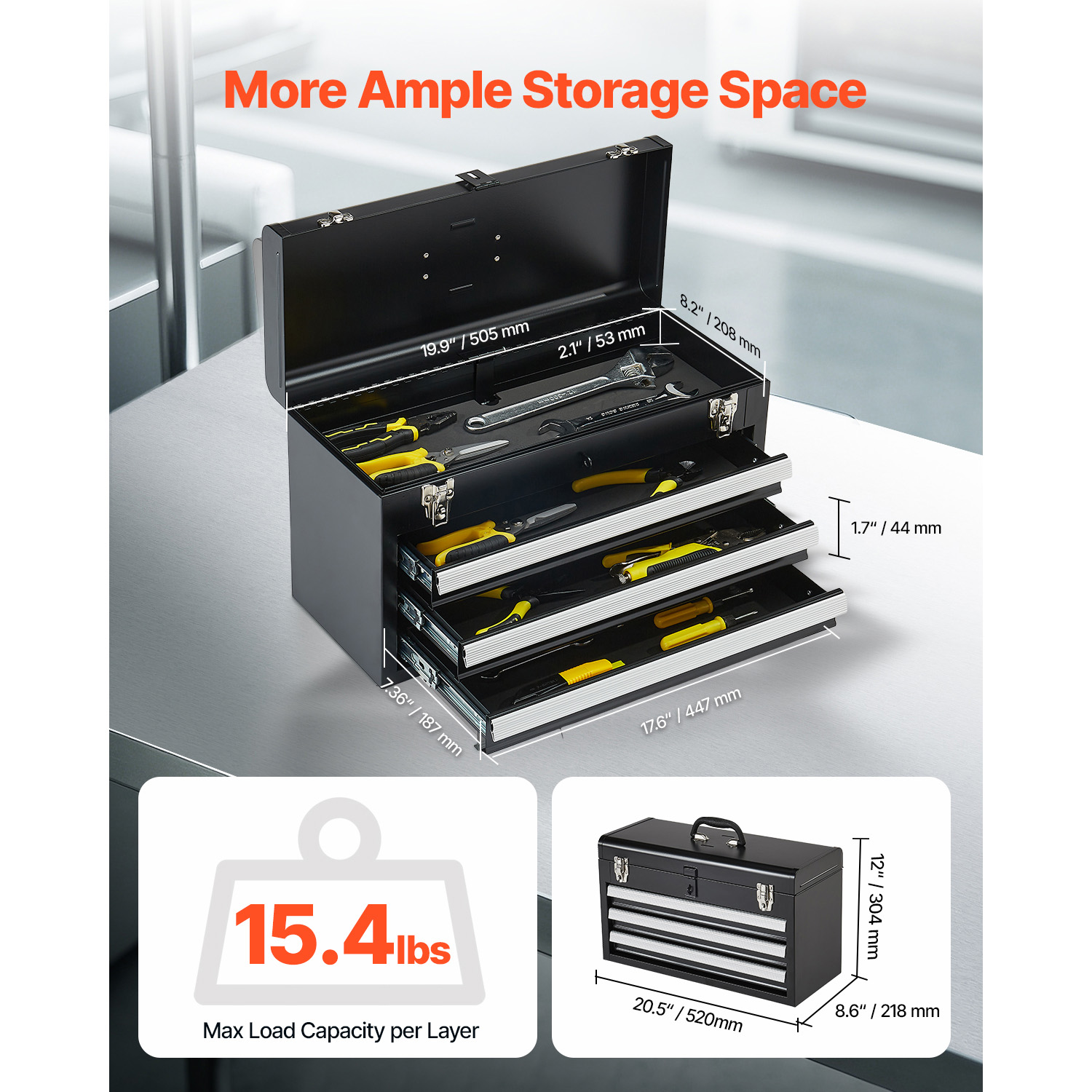 20in 3-Drawer Metal Tool Box B - Workshop Garage Tools Manufacturer บทวิจารณ์และราคา