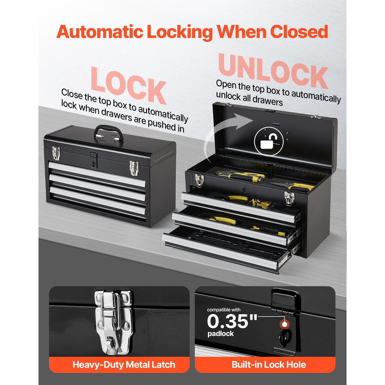 20in 3-Drawer Metal Tool Box B - Workshop Garage Tools Manufacturer บทวิจารณ์และราคา