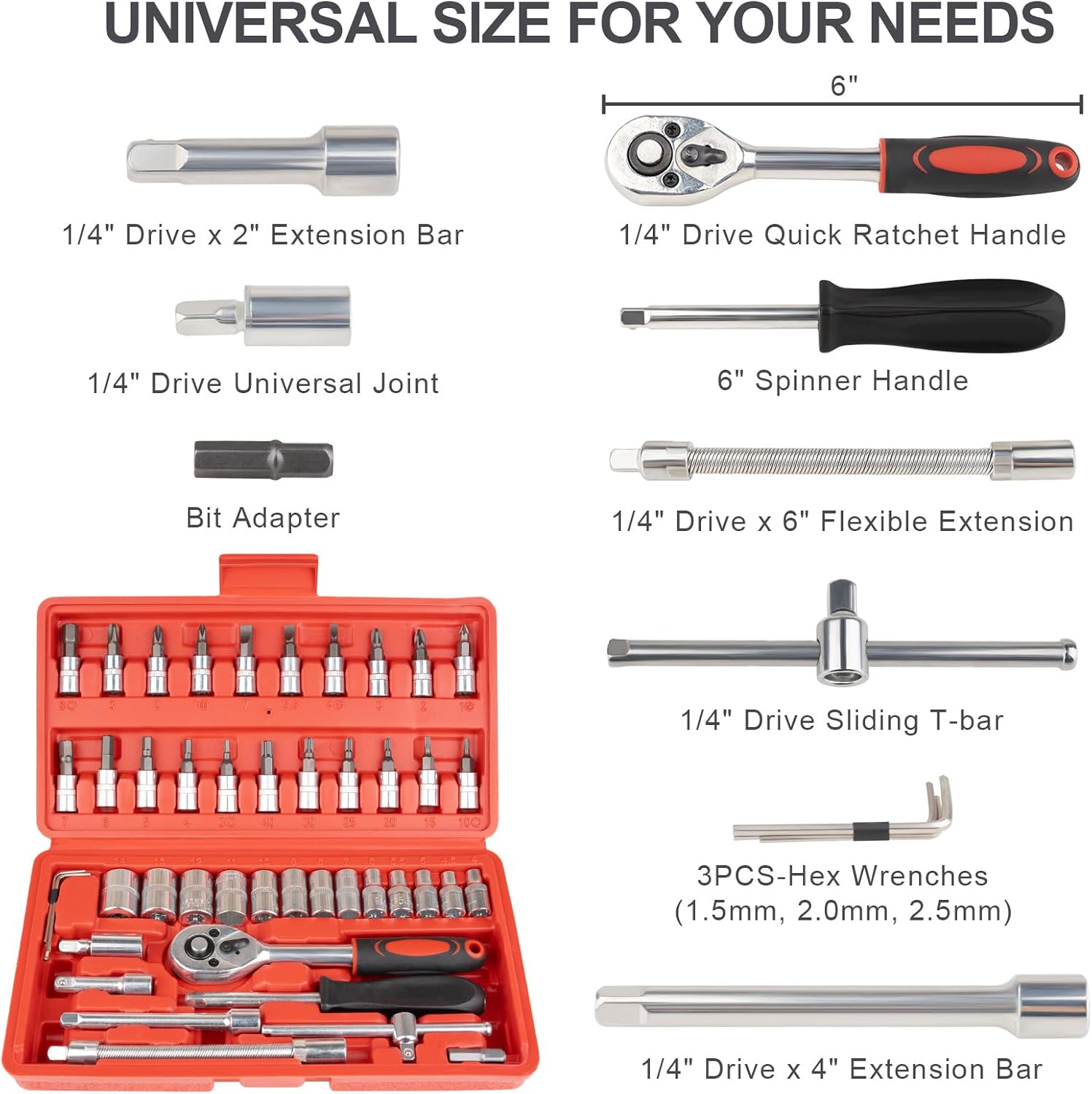 46PCS 1/4 Inch Drive Socket an - Tools & Workshop Equipment บทวิจารณ์และราคา