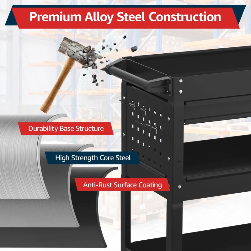 3-Tier Rolling Tool Cart Heavy - Workshop Garage Tools Manufacturer บทวิจารณ์และราคา